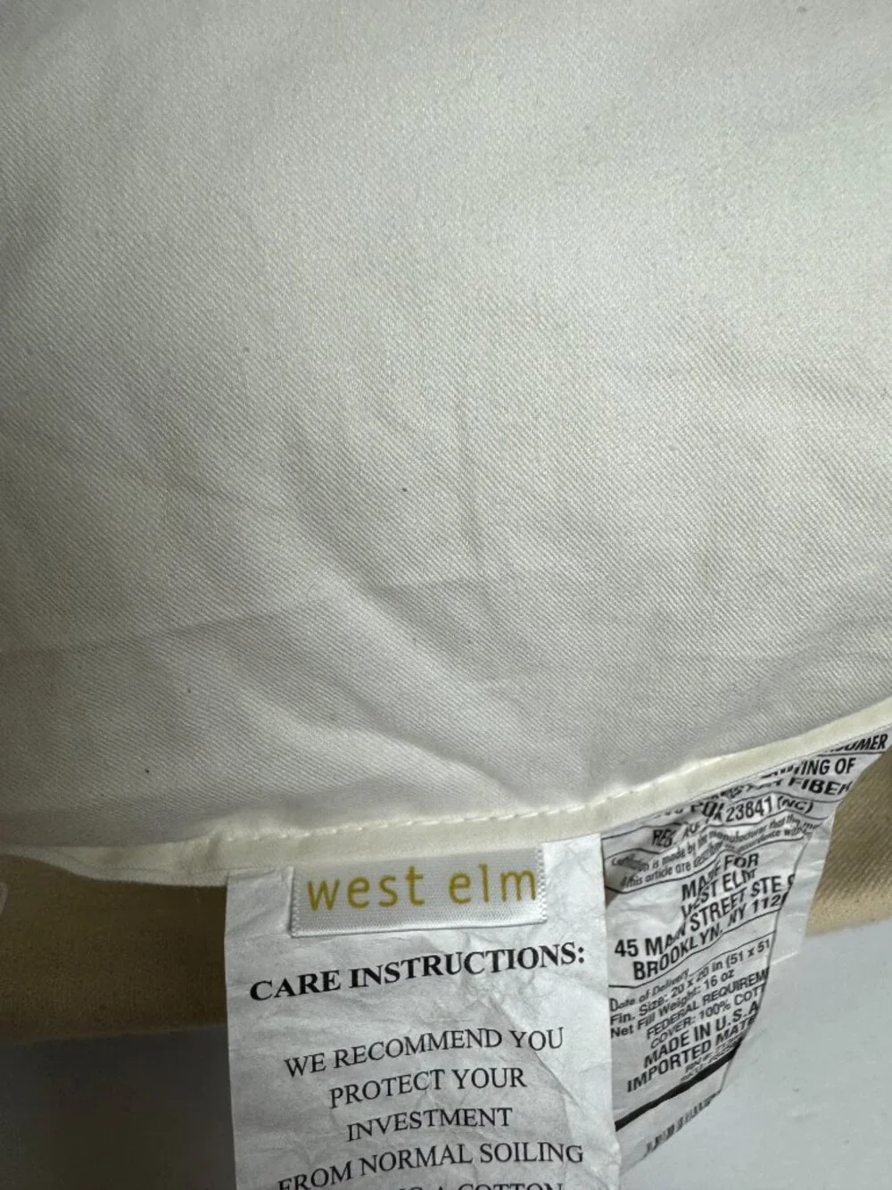 West Elm Textured Woven Throw Pillow 20x20 Teal Gray Cream Geometric Cotton